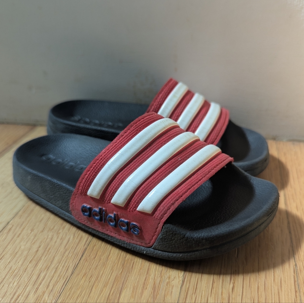 Adidas Kids Slide Sandals - Black, Red, and White